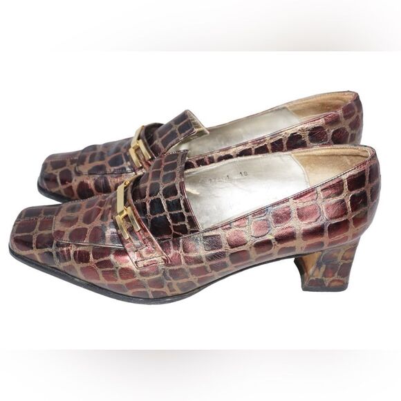 Timothy Hitsman Vintage Croc Leather Kitten Heels, Size 9.5 - Picture 6 of 9